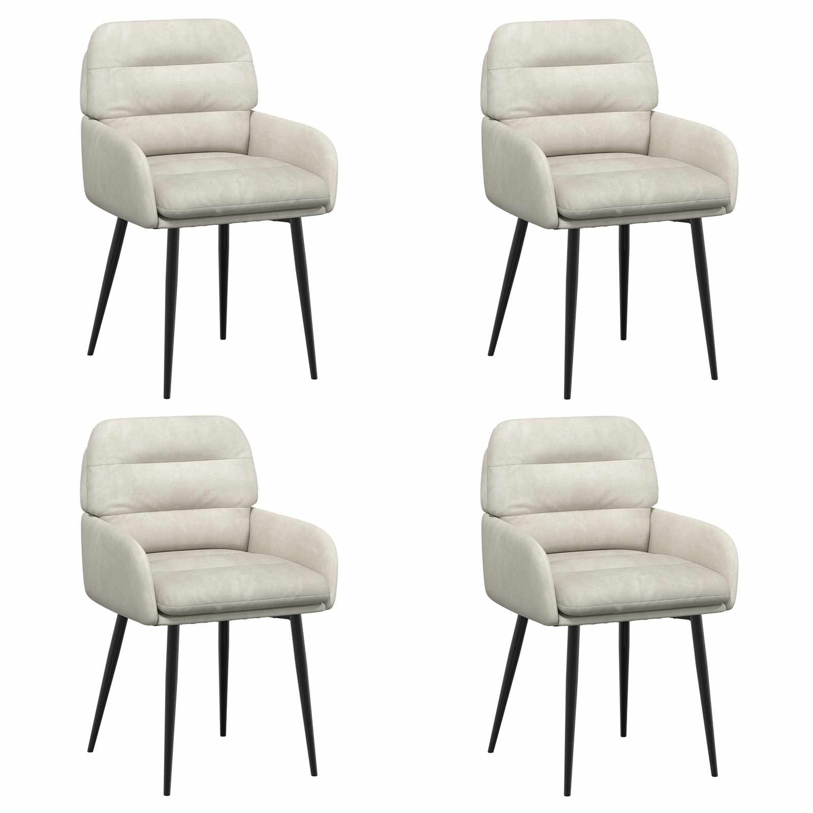Καρέκλες φαγητού 4 pcs Βελούδο Κρεμ 59 x 59,5 x 90 εκ