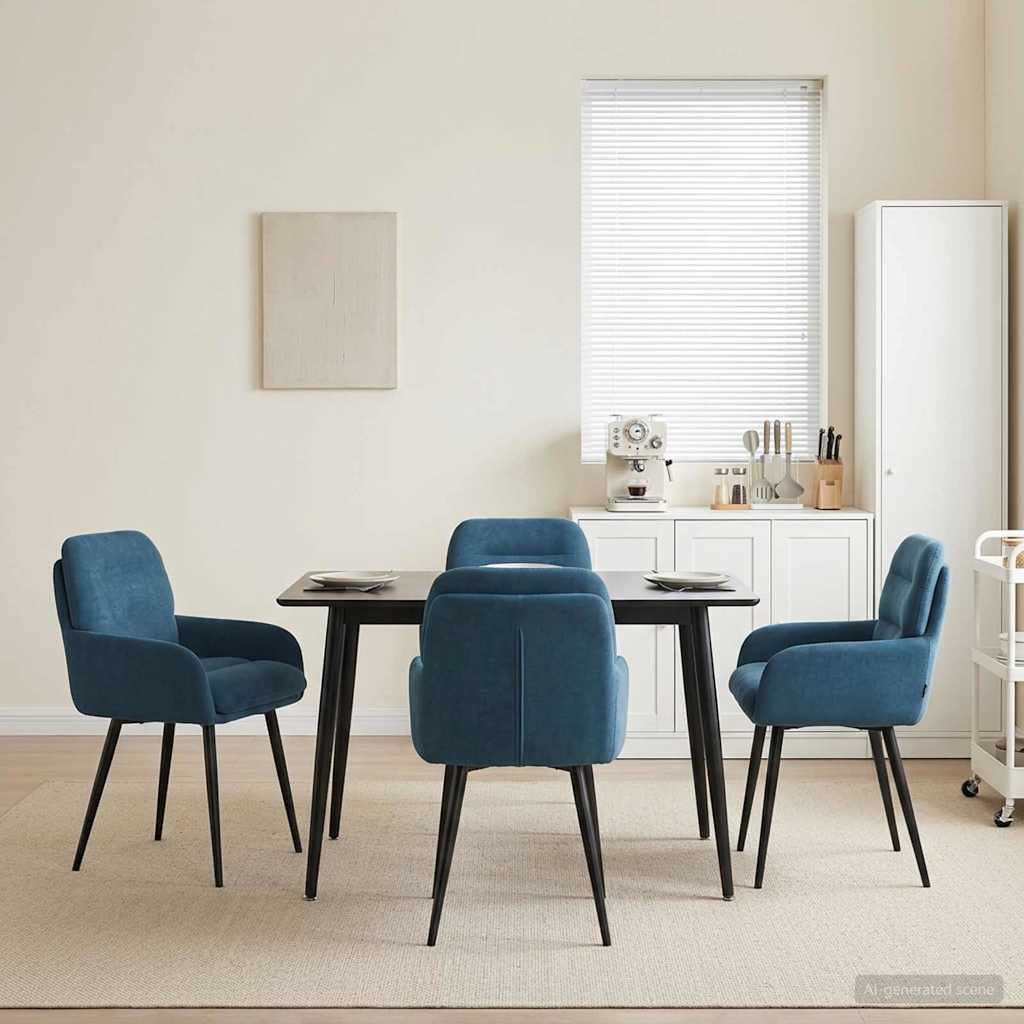 Καρέκλες φαγητού 4 pcs Βελούδο Μπλε 59 x 59,5 x 90 εκ