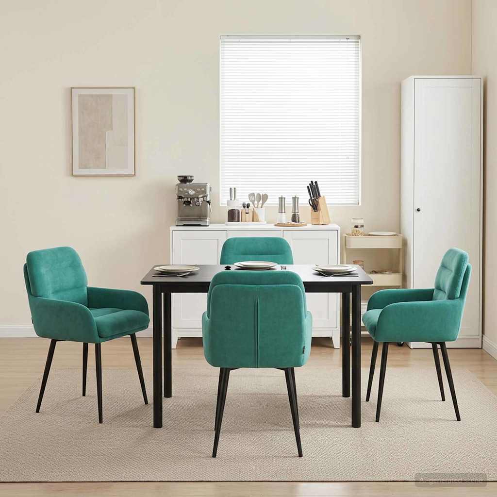 Καρέκλες φαγητού 4 pcs Βελούδο Τιρκουάζ 59 x 59,5 x 90 εκ