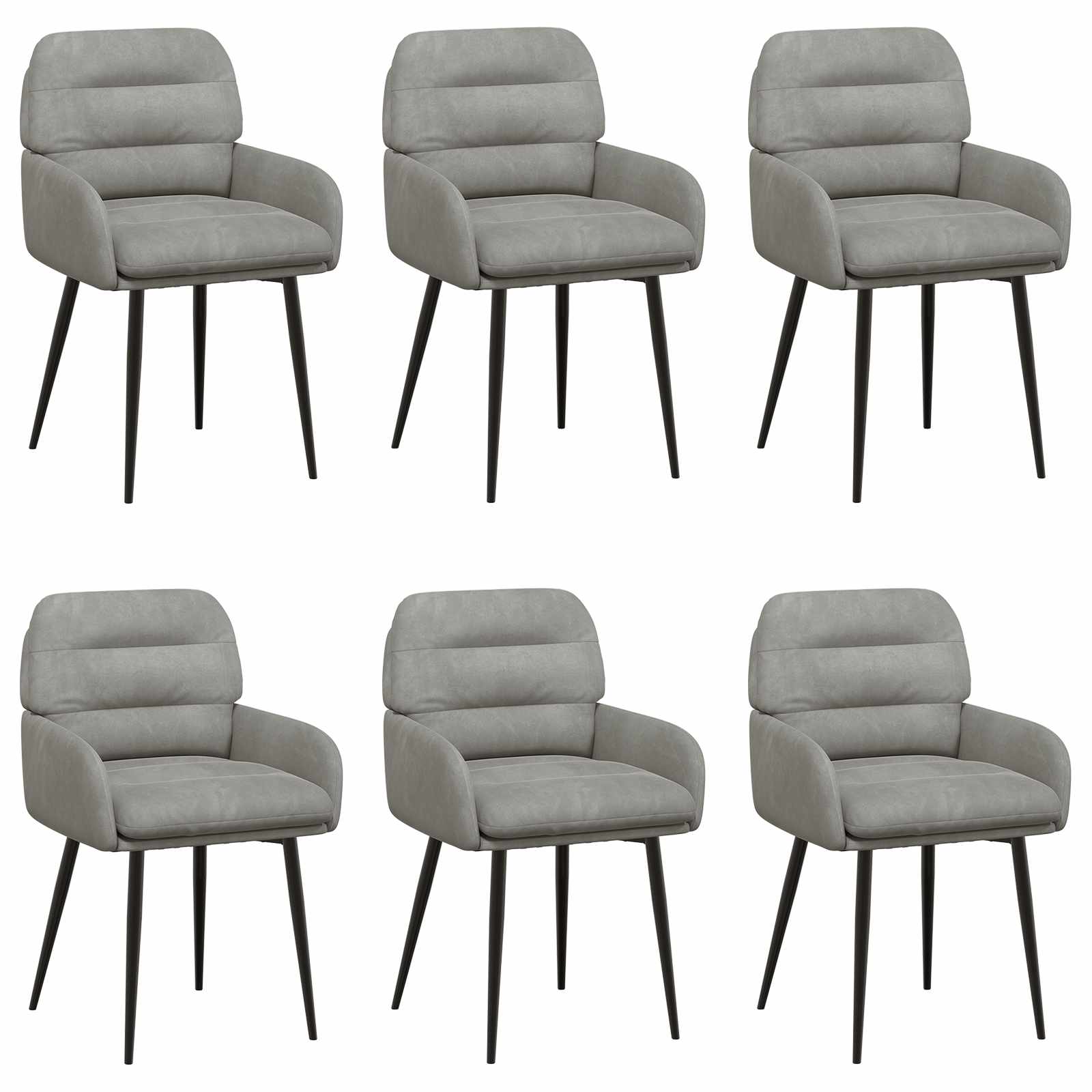 Καρέκλες φαγητού 6 pcs Βελούδο Ανοιχτό γκρι 59 x 59,5 x 90 εκ