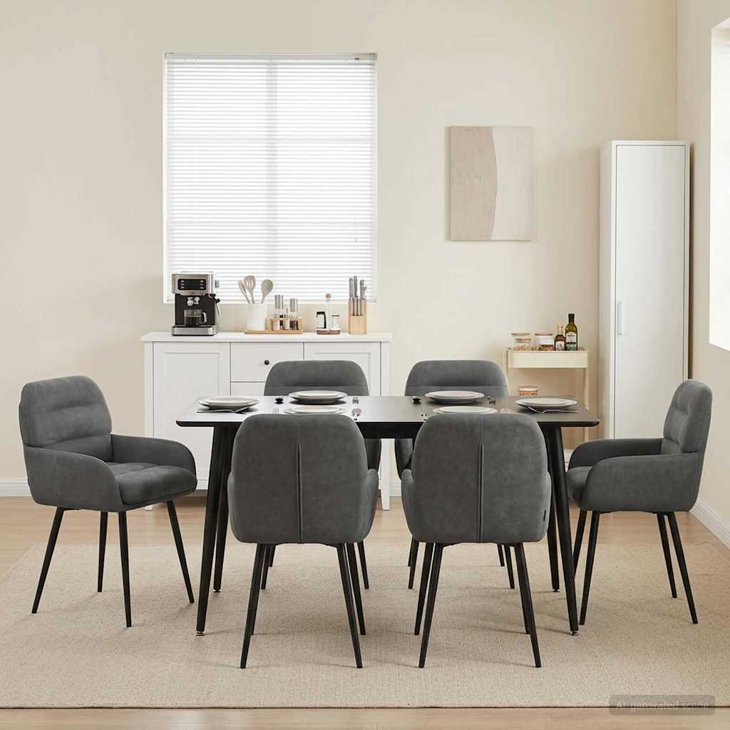 Καρέκλες φαγητού 6 pcs Βελούδο Σκούρο Γκρι 59 x 59,5 x 90 εκ