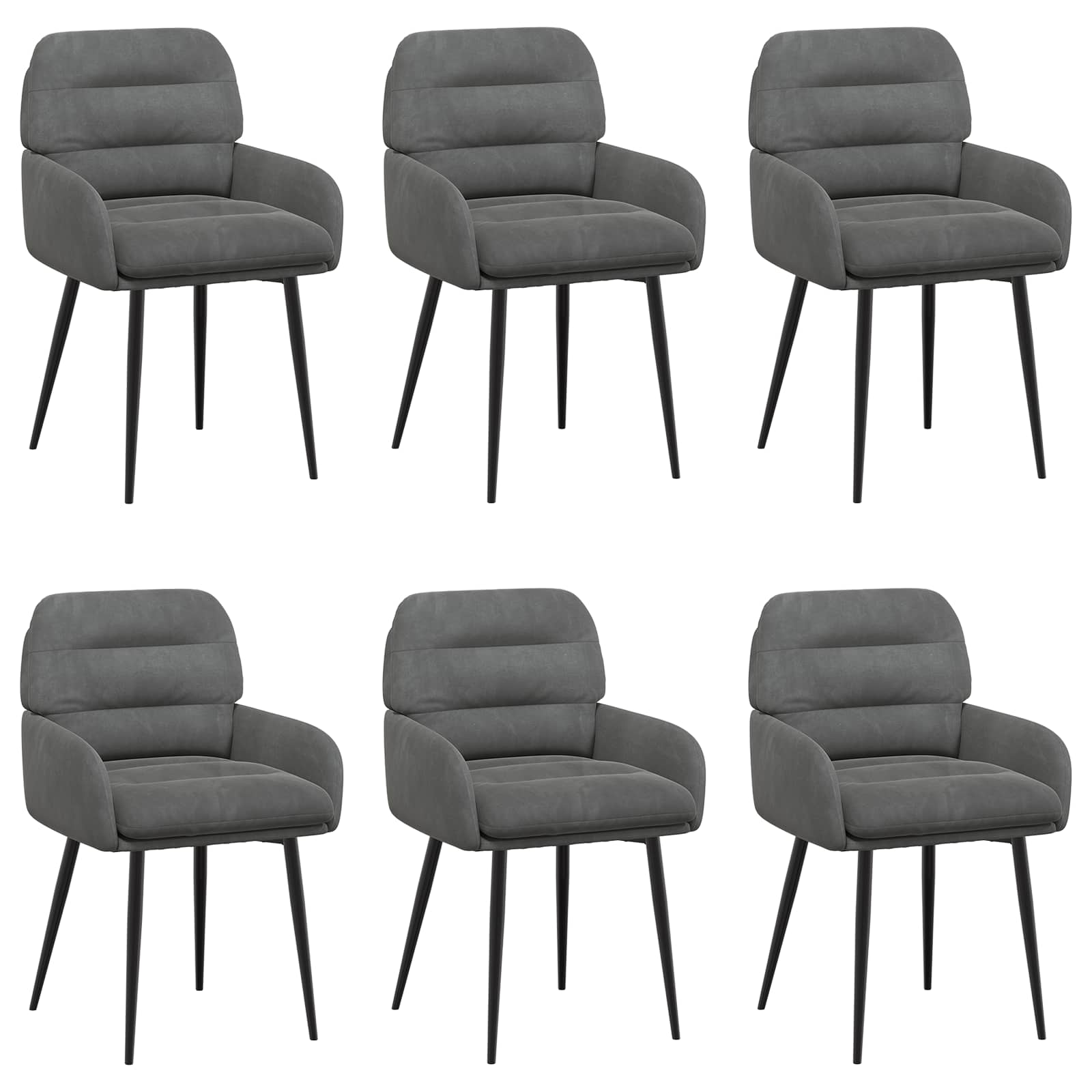 Καρέκλες φαγητού 6 pcs Βελούδο Σκούρο Γκρι 59 x 59,5 x 90 εκ