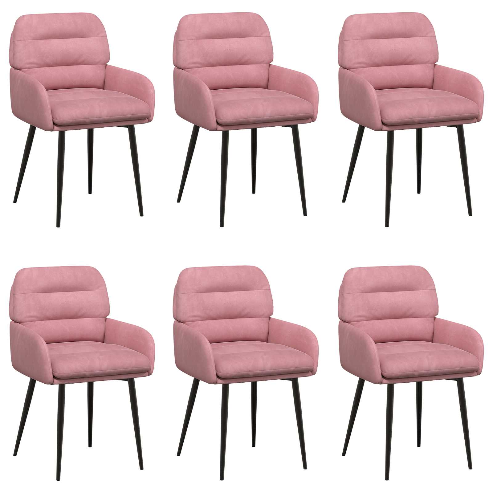 Καρέκλες φαγητού 6 pcs Βελούδο Ροζ 59 x 59,5 x 90 εκ
