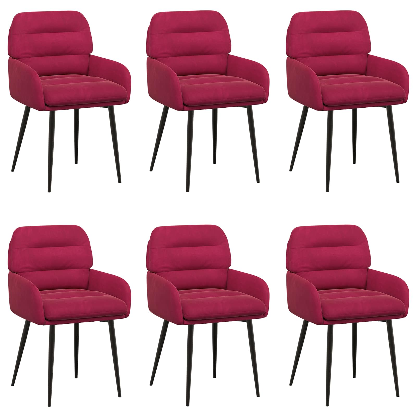 Καρέκλες φαγητού 6 pcs Βελούδο Κόκκινο 59 x 59,5 x 90 εκ