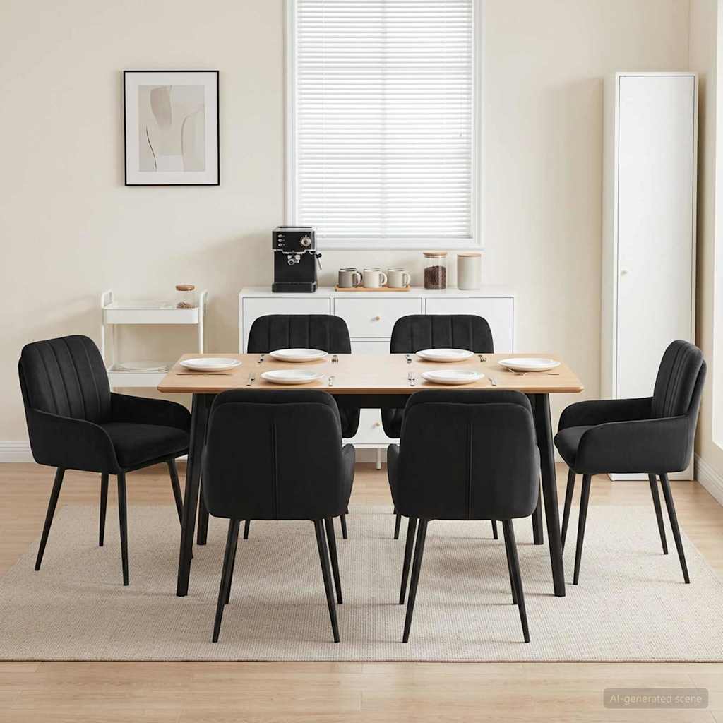 Καρέκλες φαγητού 6 pcs Βελούδο Μαύρο 59 x 59,5 x 90 εκ