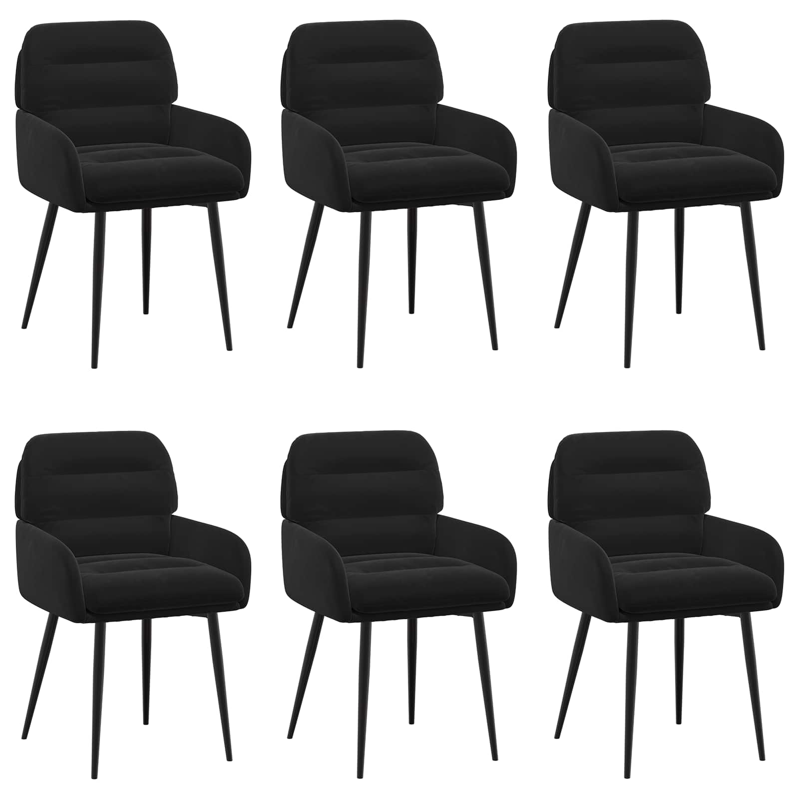 Καρέκλες φαγητού 6 pcs Βελούδο Μαύρο 59 x 59,5 x 90 εκ
