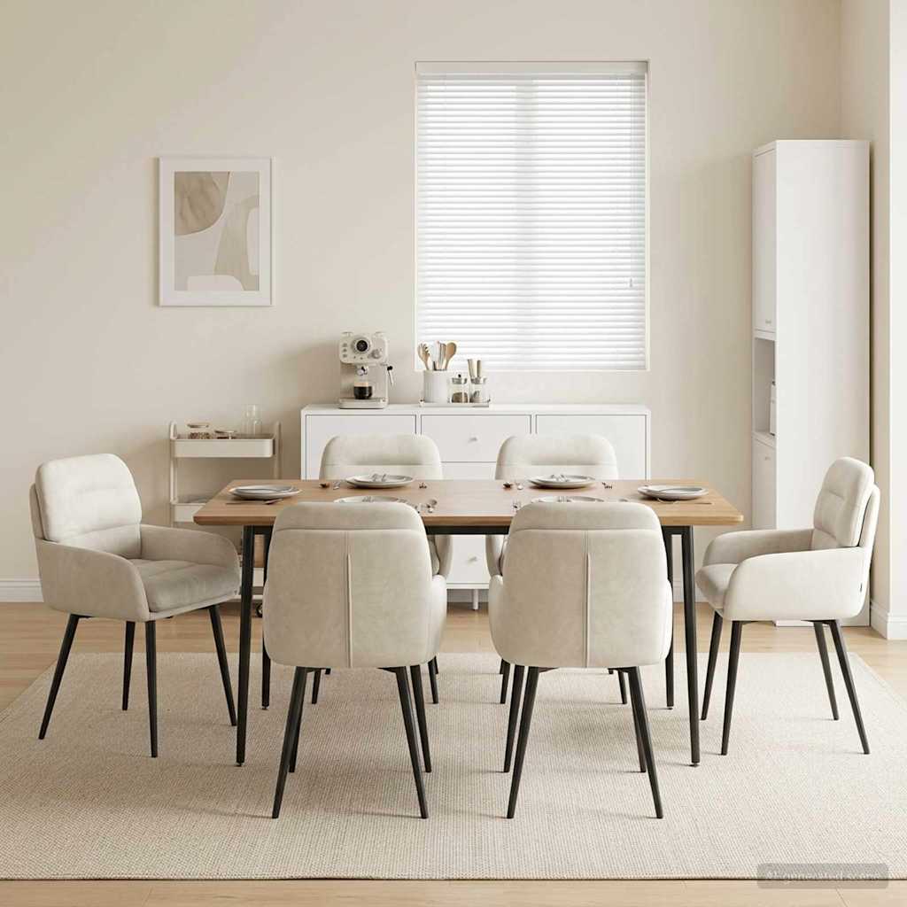 Καρέκλες φαγητού 6 pcs Βελούδο Κρεμ 59 x 59,5 x 90 εκ