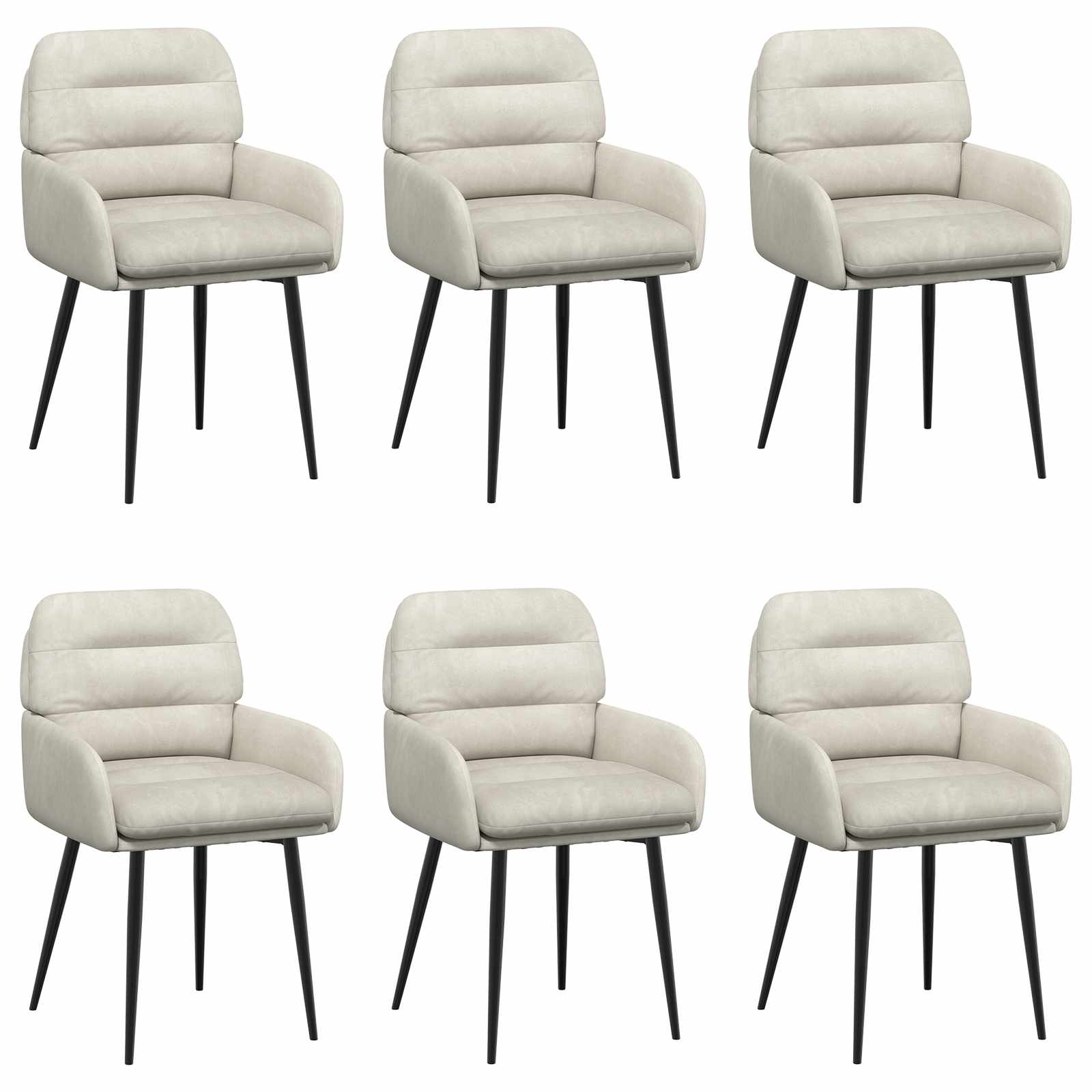 Καρέκλες φαγητού 6 pcs Βελούδο Κρεμ 59 x 59,5 x 90 εκ