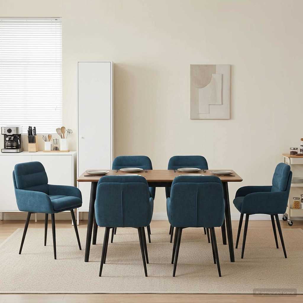 Καρέκλες φαγητού 6 pcs Βελούδο Μπλε 59 x 59,5 x 90 εκ