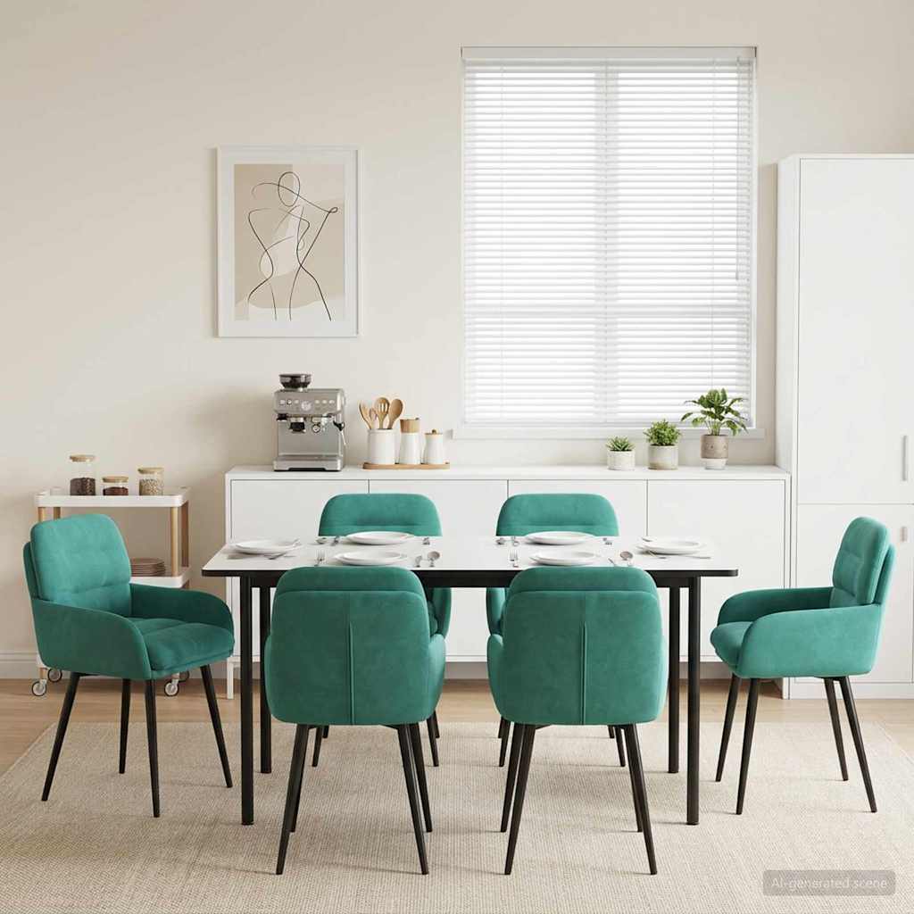 Καρέκλες φαγητού 6 pcs Βελούδο Τιρκουάζ 59 x 59,5 x 90 εκ