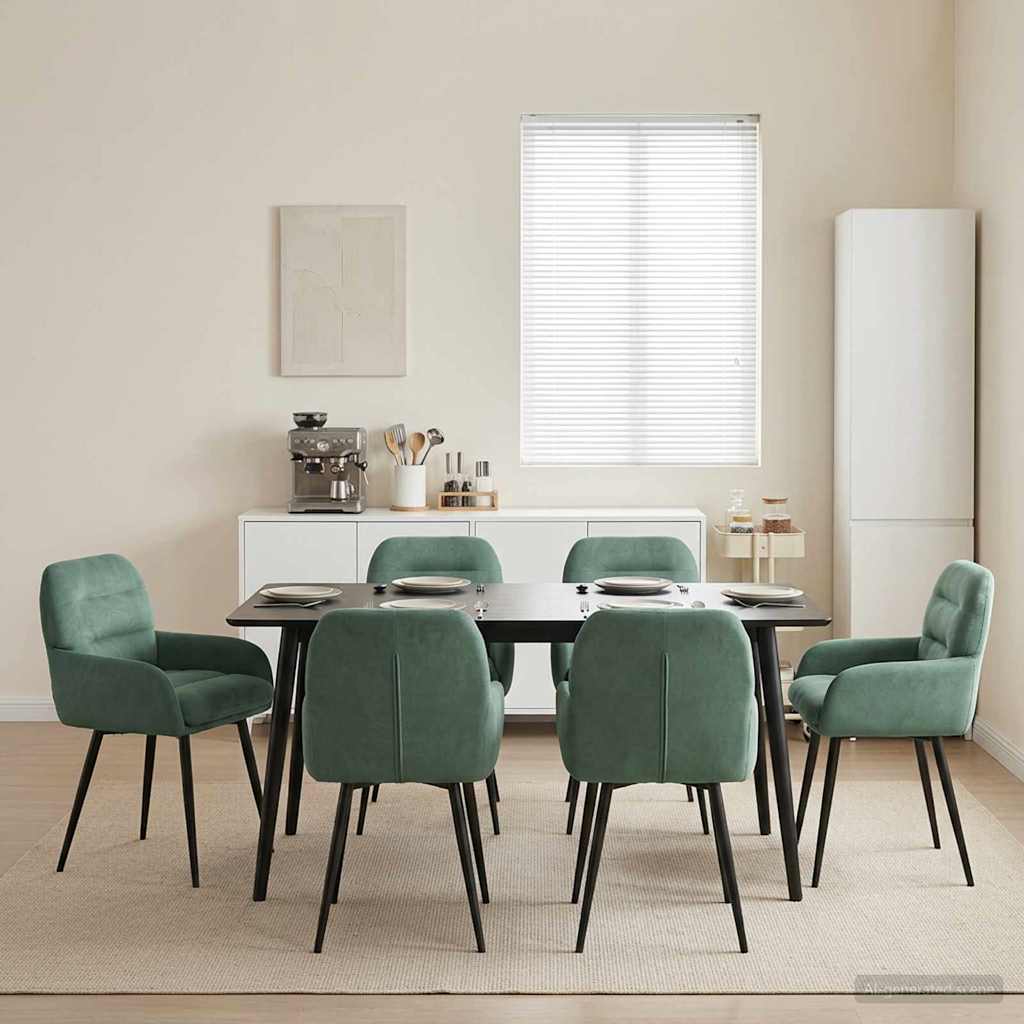 Καρέκλες φαγητού 6 pcs Βελούδο Θαλασσί 59 x 59,5 x 90 εκ
