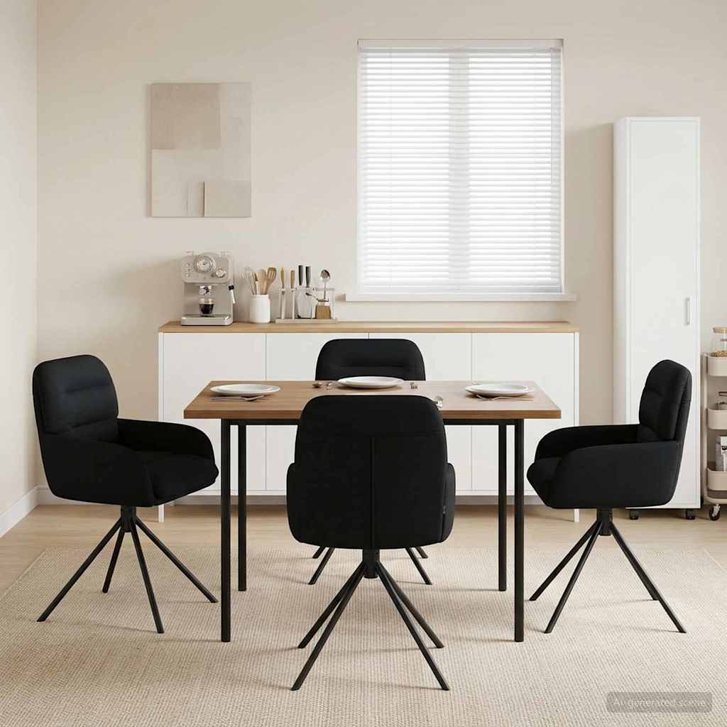 Γυριστές καρέκλες φαγητού 4 pcs Τεχνητό Δέρμα Μαύρο