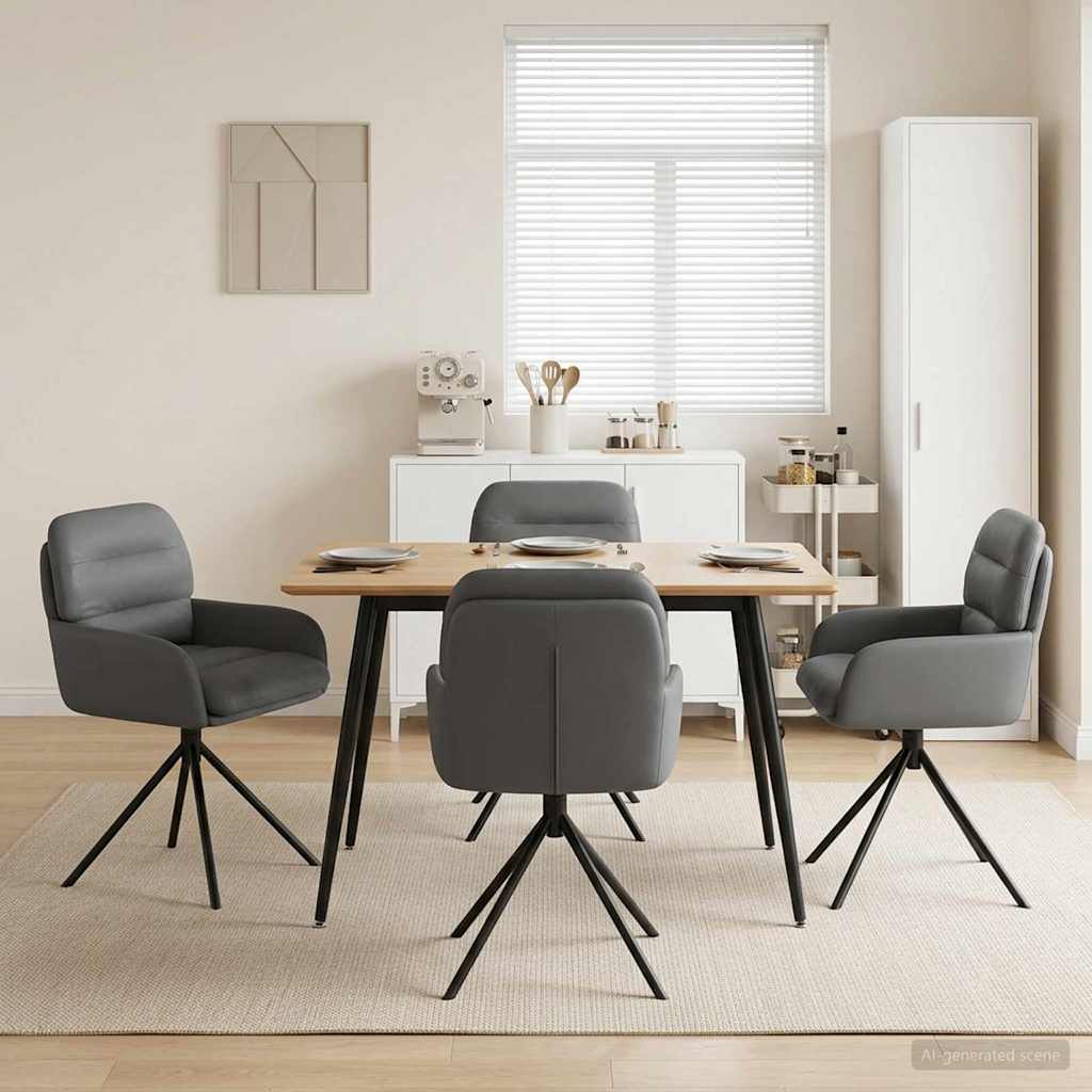 Γυριστές καρέκλες φαγητού 4 pcs Τεχνητό Δέρμα Γκρι