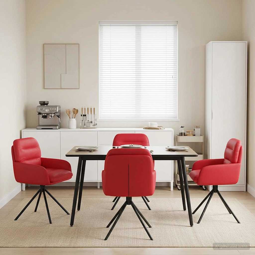 Γυριστές καρέκλες φαγητού 4 pcs Τεχνητό Δέρμα Κόκκινο