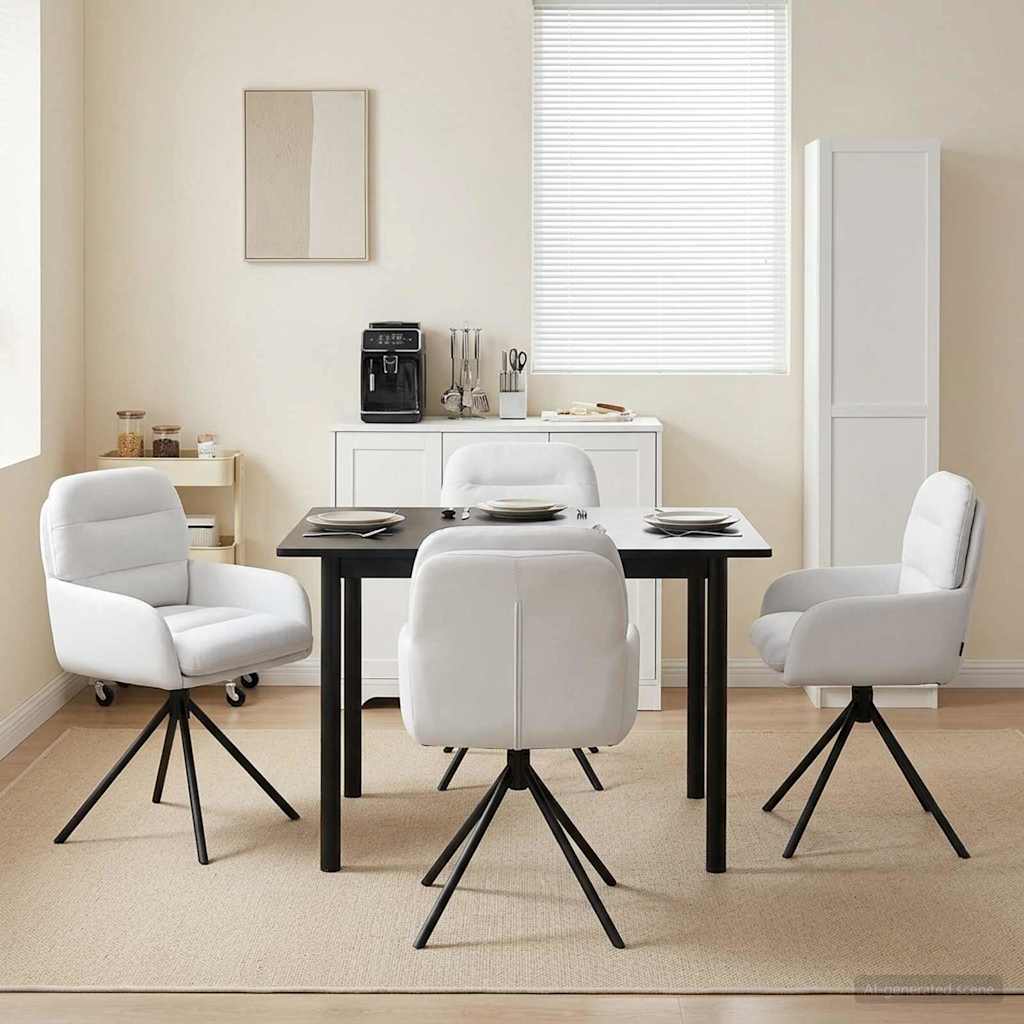 Γυριστές καρέκλες φαγητού 4 pcs Τεχνητό Δέρμα Λευκό