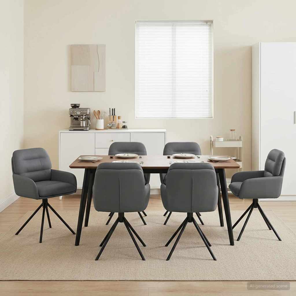 Γυριστές καρέκλες φαγητού 6 pcs Τεχνητό Δέρμα Γκρι