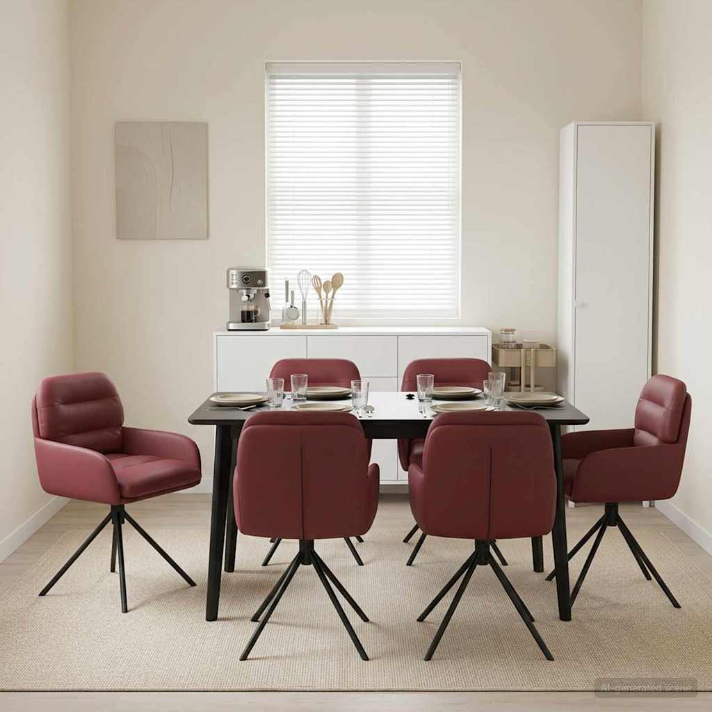Γυριστές καρέκλες φαγητού 6 pcs Τεχνητό Δέρμα Κόκκινο