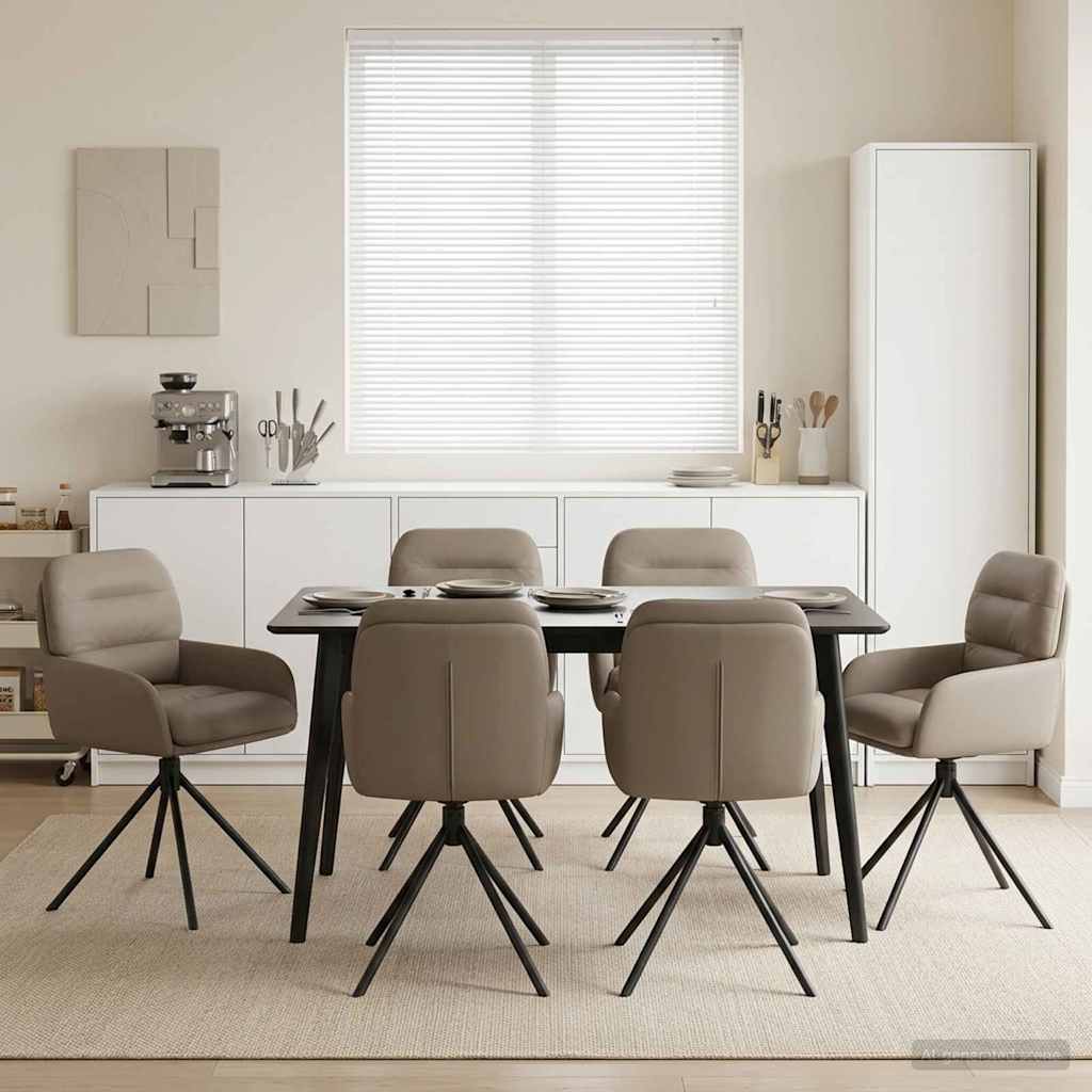 Γυριστές καρέκλες φαγητού 6 pcs Τεχνητό Δέρμα Καπουτσίνο - Pakobazaar