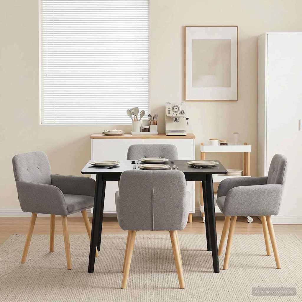 Καρέκλες φαγητού 4 pcs Μπουκλέ Ανοιχτό γκρι 59 x 57 x 85 εκ.