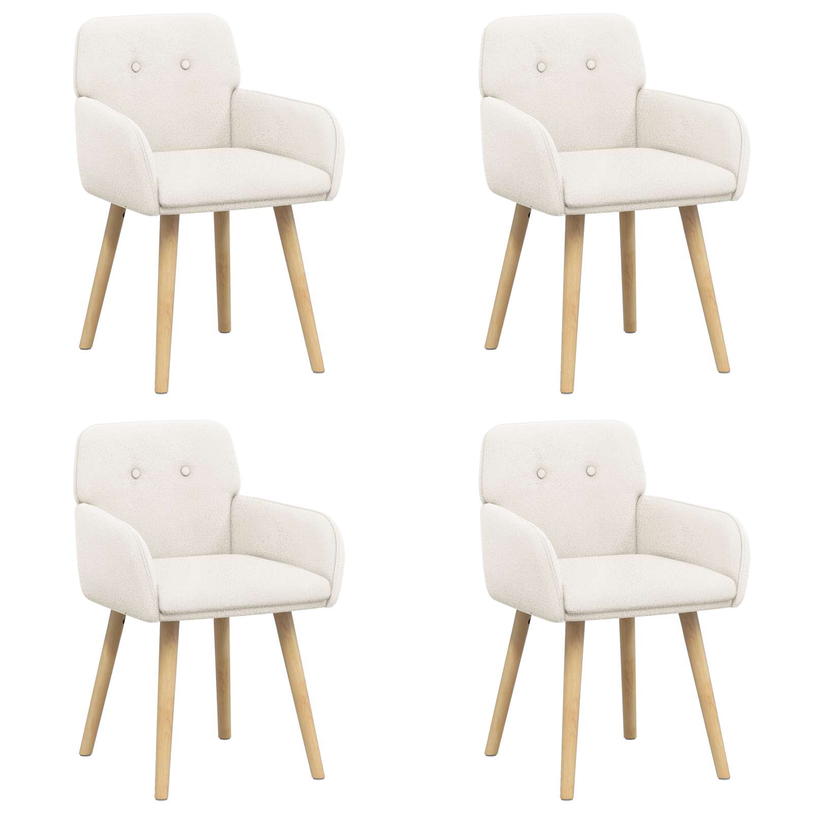 Καρέκλες φαγητού 4 pcs Μπουκλέ Κρεμ 59 x 57 x 85 εκ.