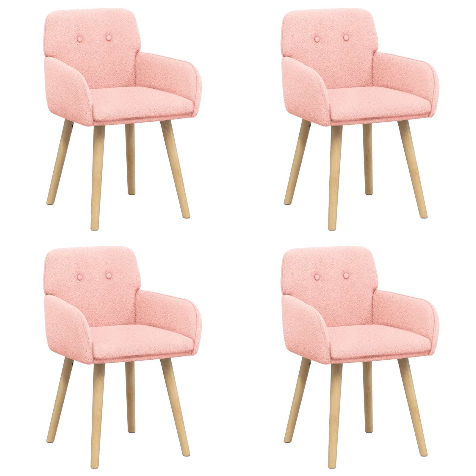 Καρέκλες φαγητού 4 pcs Μπουκλέ Ροζ 59 x 57 x 85 εκ. - Pakobazaar