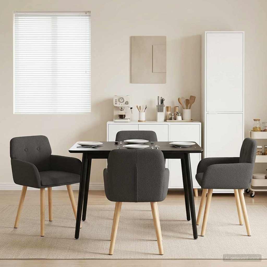 Καρέκλες φαγητού 4 pcs Μπουκλέ Σκούρο Γκρι 59 x 57 x 85 εκ.