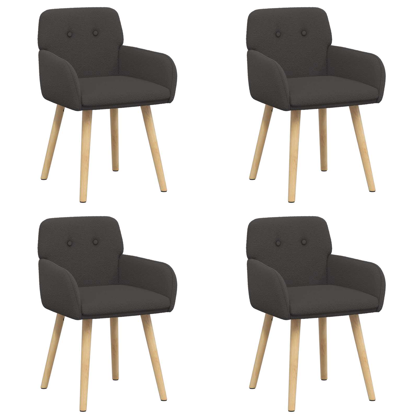 Καρέκλες φαγητού 4 pcs Μπουκλέ Σκούρο Γκρι 59 x 57 x 85 εκ.