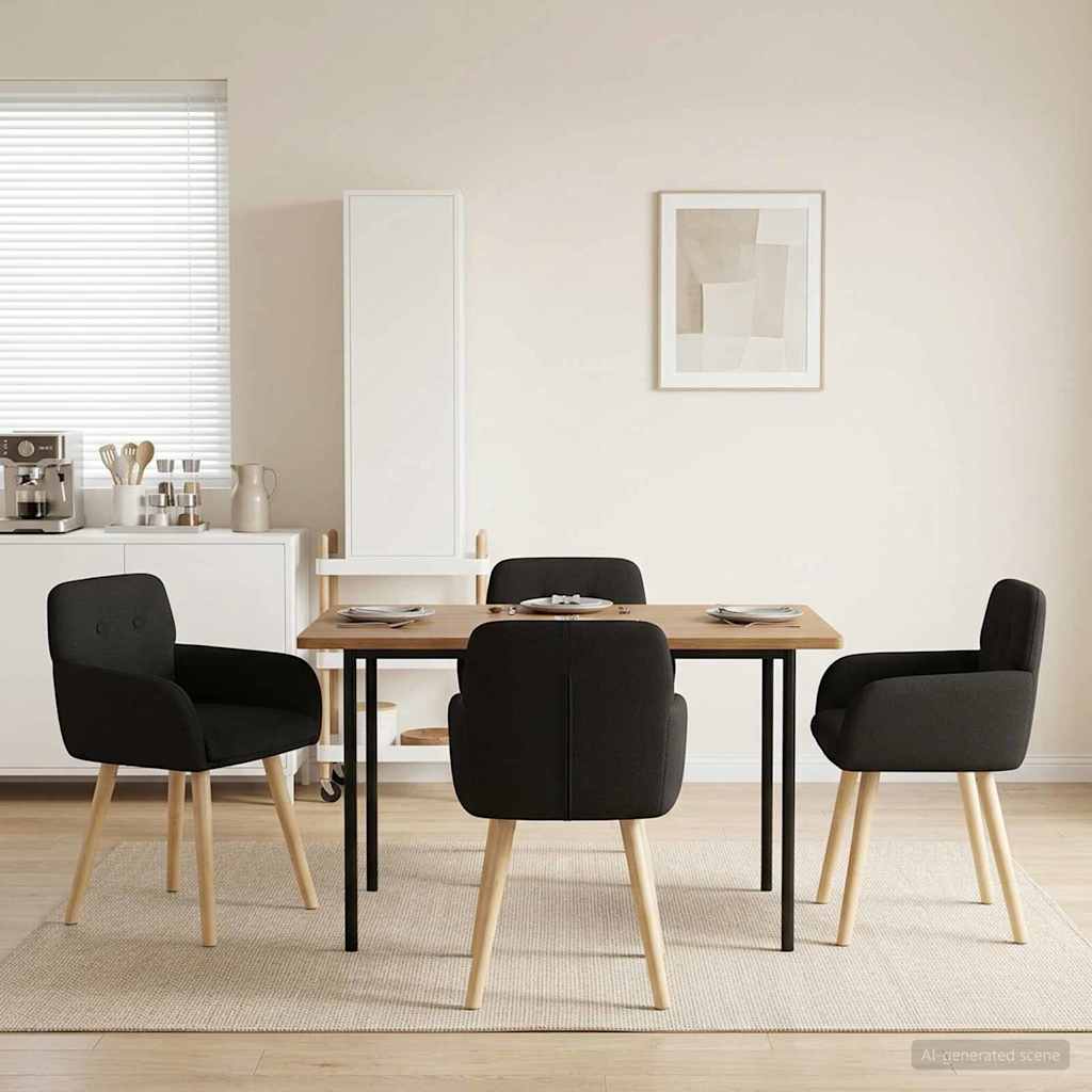 Καρέκλες φαγητού 4 pcs Μπουκλέ Μαύρο 59 x 57 x 85 εκ.