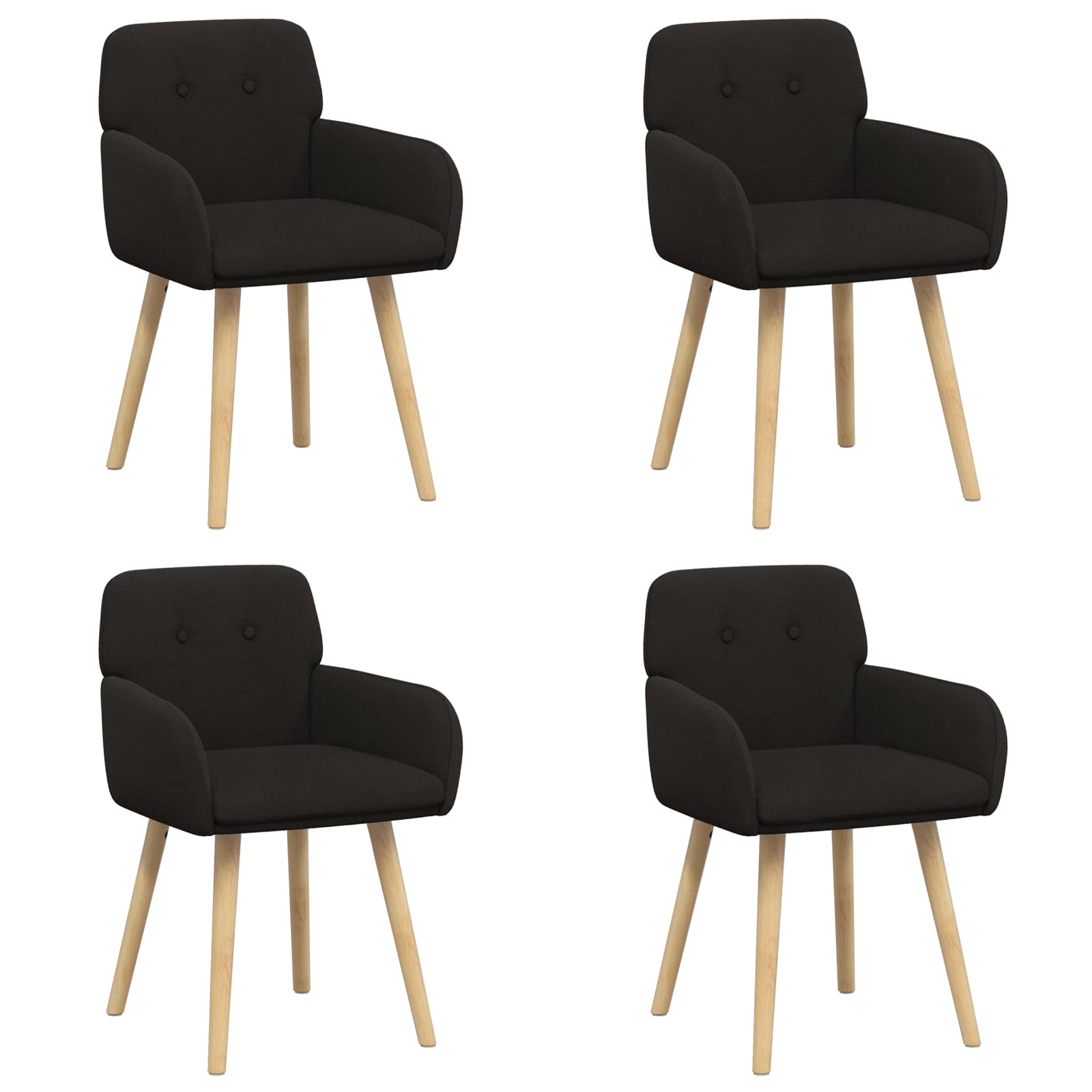 Καρέκλες φαγητού 4 pcs Μπουκλέ Μαύρο 59 x 57 x 85 εκ.