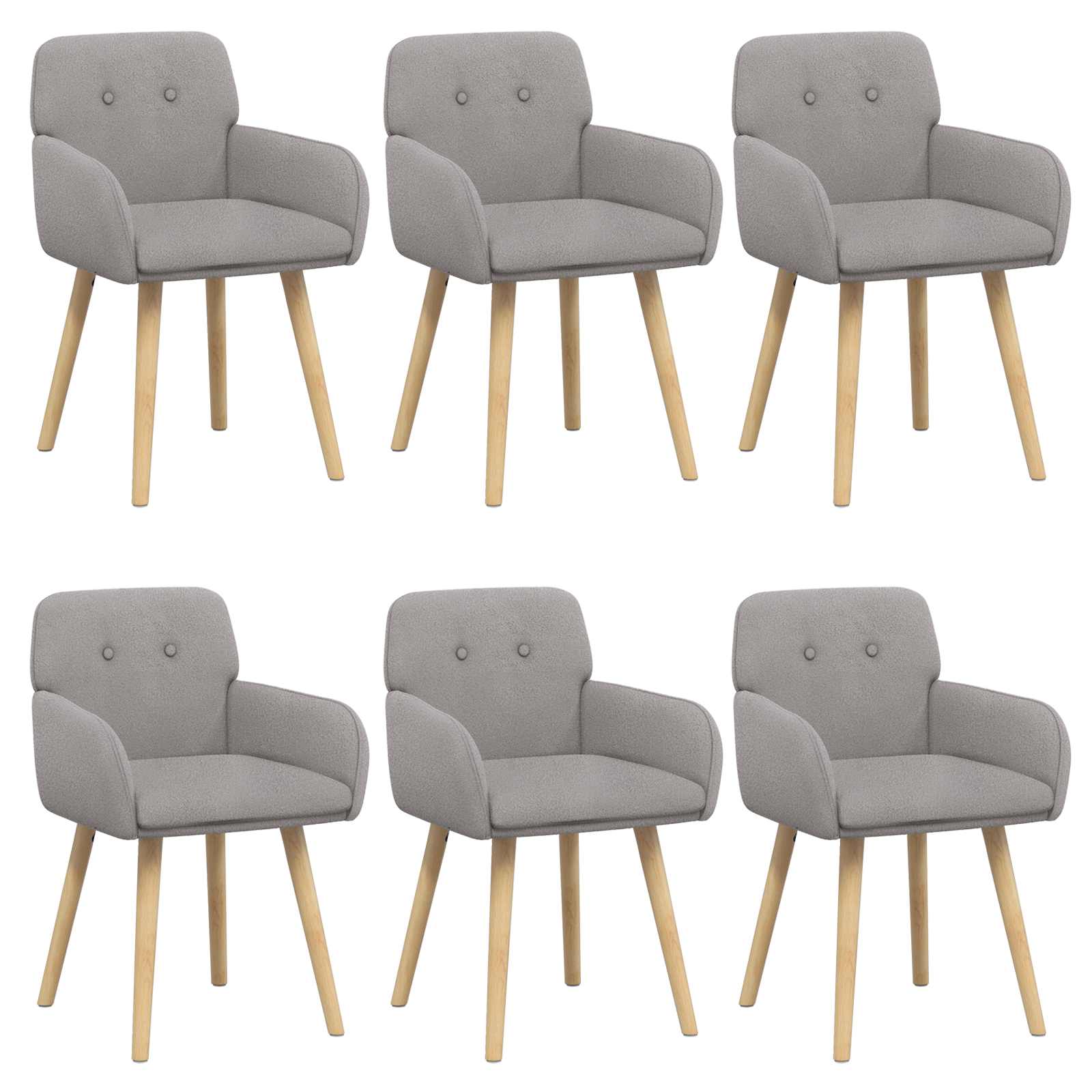 Καρέκλες φαγητού 6 pcs Μπουκλέ Ανοιχτό γκρι 59 x 57 x 85 εκ.