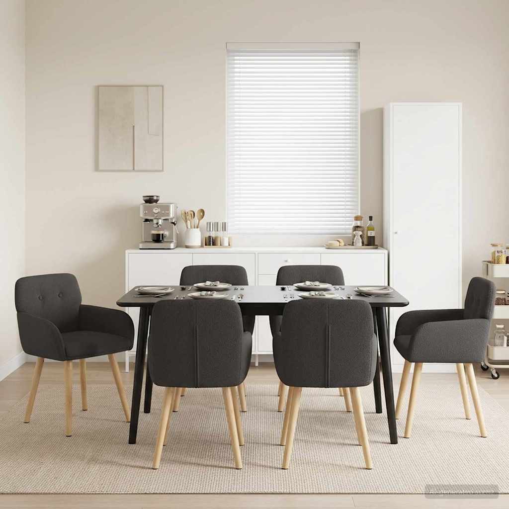 Καρέκλες φαγητού 6 pcs Μπουκλέ Σκούρο Γκρι 59 x 57 x 85 εκ. - Pakobazaar
