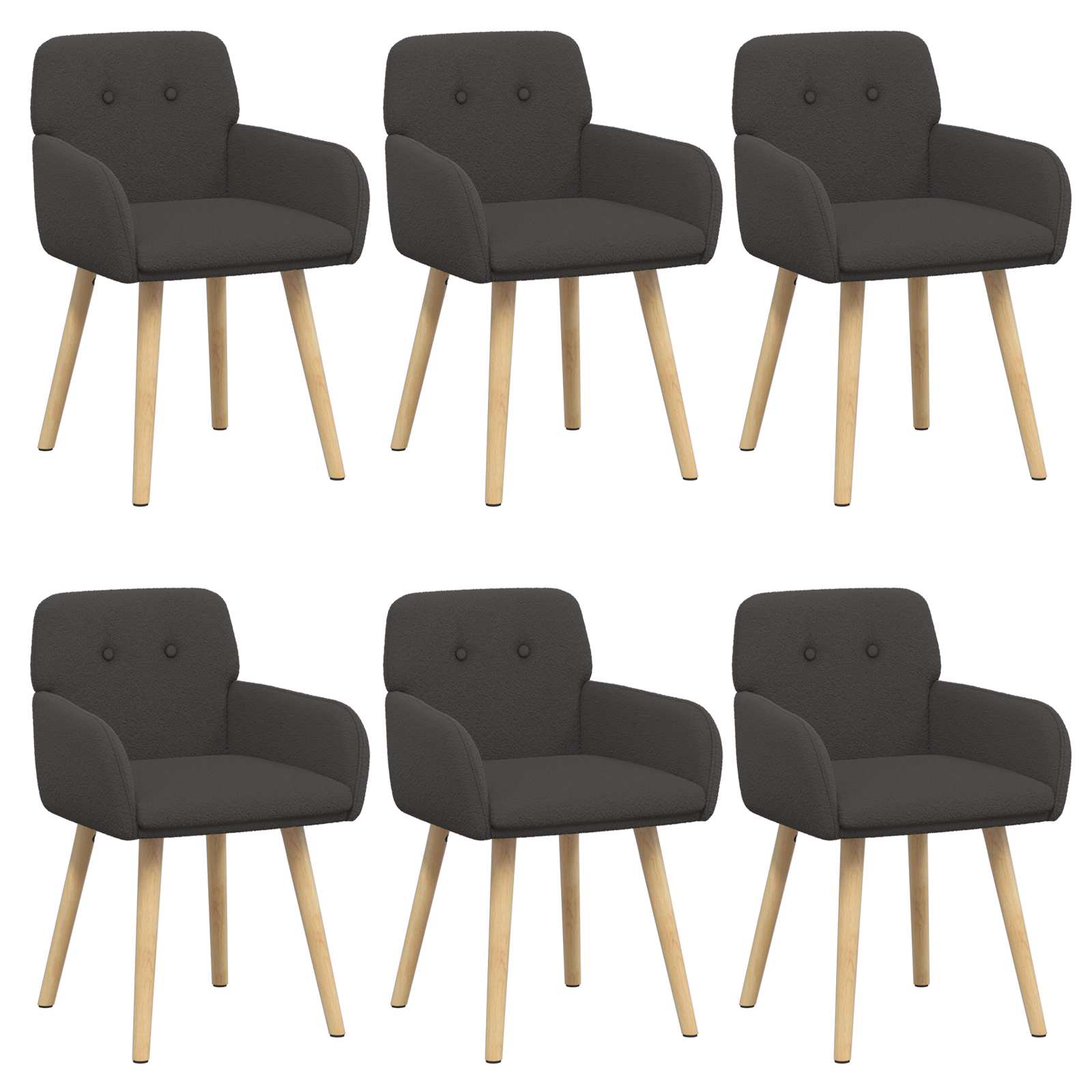 Καρέκλες φαγητού 6 pcs Μπουκλέ Σκούρο Γκρι 59 x 57 x 85 εκ. - Pakobazaar