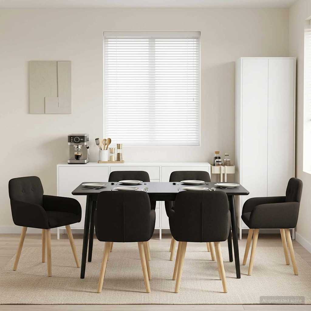 Καρέκλες φαγητού 6 pcs Μπουκλέ Μαύρο 59 x 57 x 85 εκ. - Pakobazaar