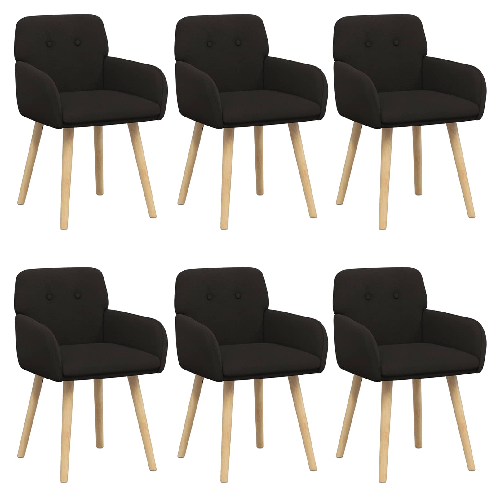 Καρέκλες φαγητού 6 pcs Μπουκλέ Μαύρο 59 x 57 x 85 εκ. - Pakobazaar