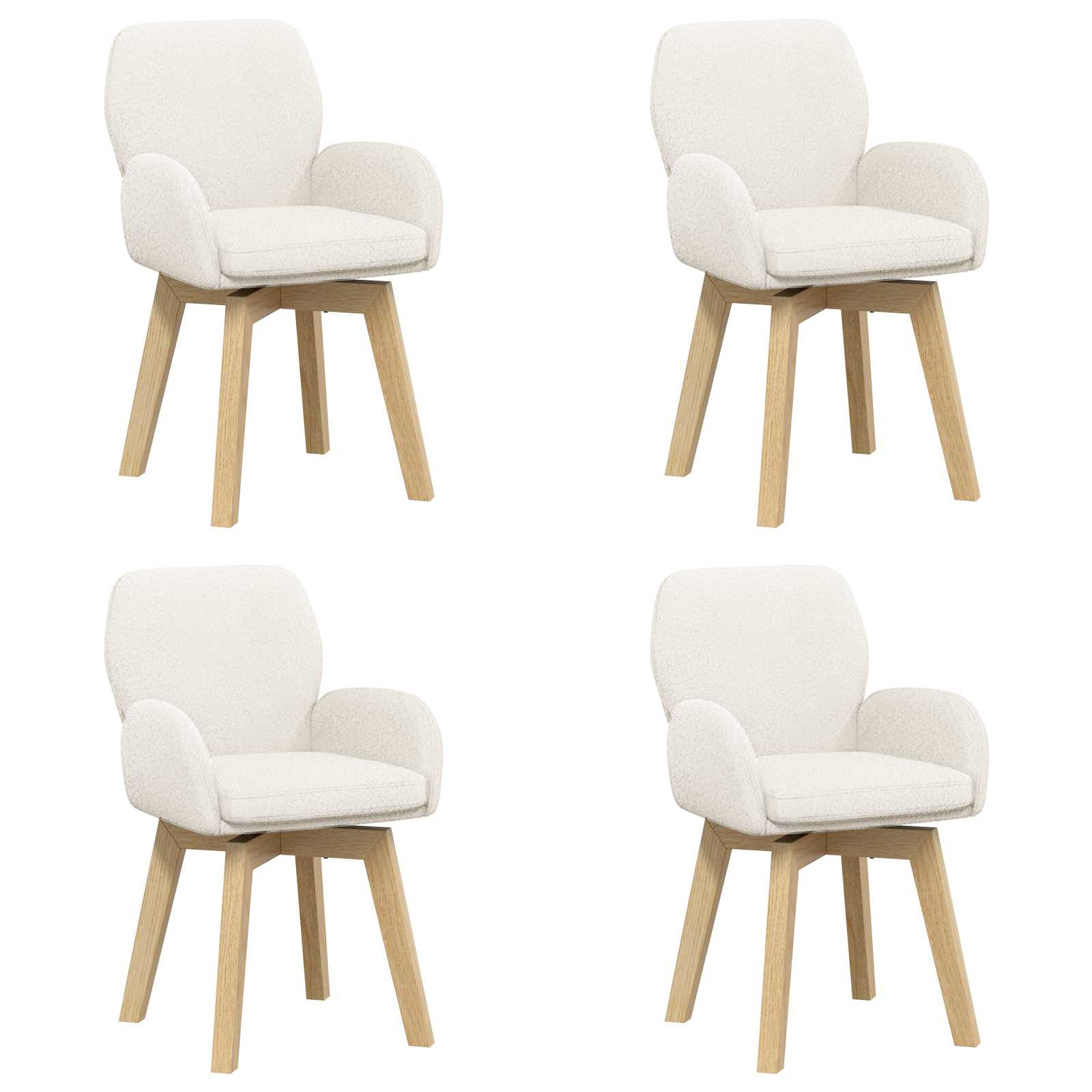 Γυριστές καρέκλες φαγητού 4 pcs Μπουκλέ Κρεμ 54 x 58 x 87 εκ. - Pakobazaar