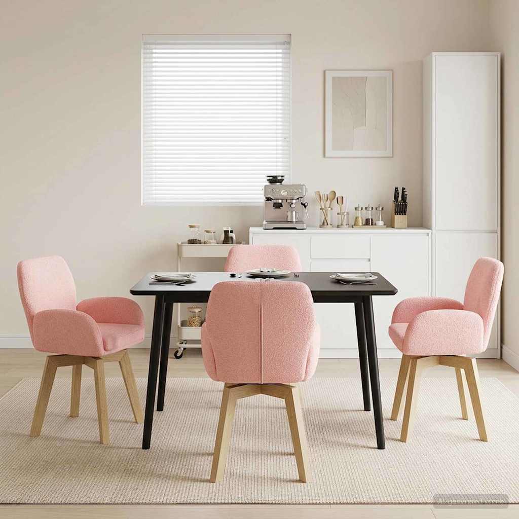 Γυριστές καρέκλες φαγητού 4 pcs Μπουκλέ Ροζ 54 x 58 x 87 εκ. - Pakobazaar