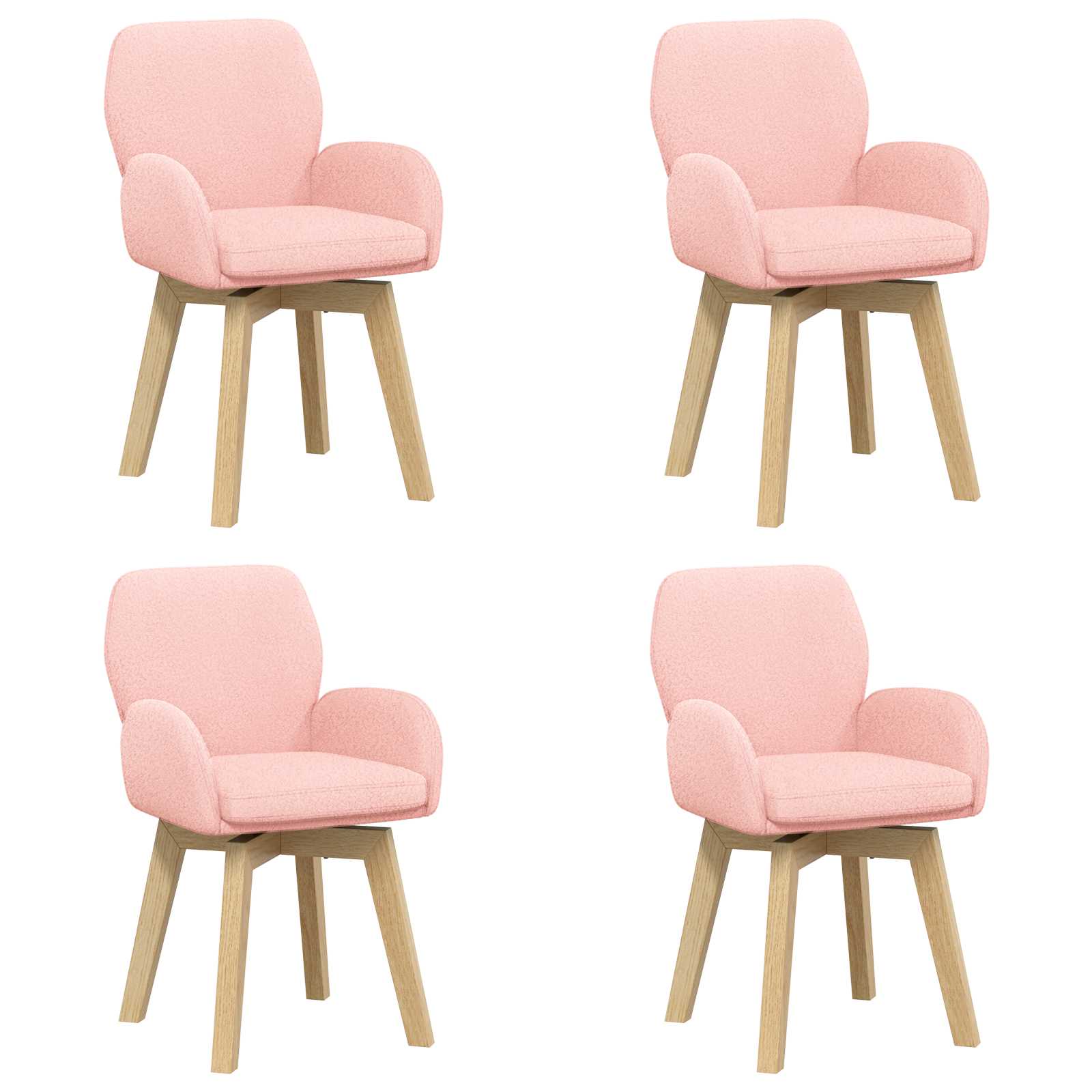 Γυριστές καρέκλες φαγητού 4 pcs Μπουκλέ Ροζ 54 x 58 x 87 εκ. - Pakobazaar