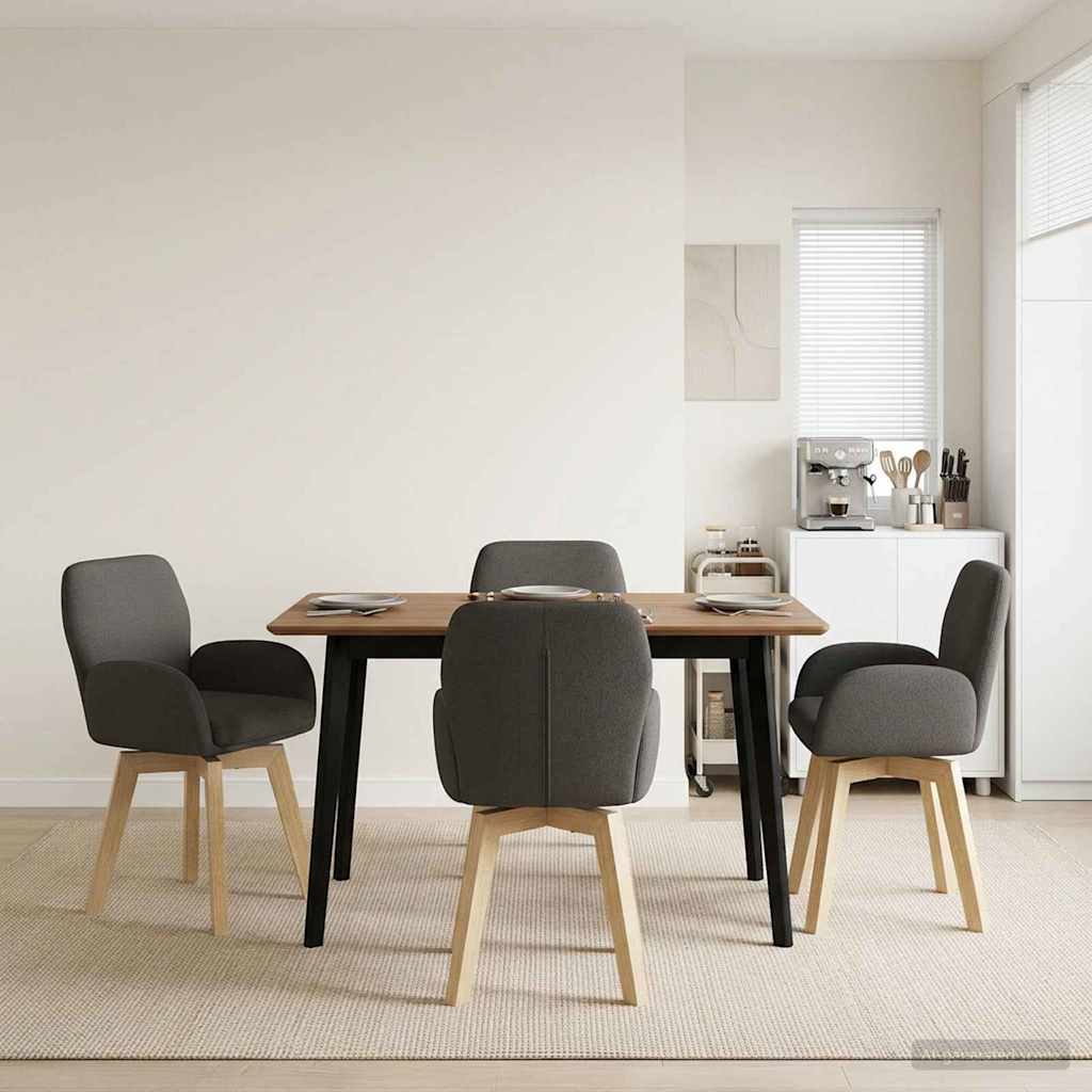 Γυριστές καρέκλες φαγητού 4 pcs Μπουκλέ Σκούρο Γκρι - Pakobazaar