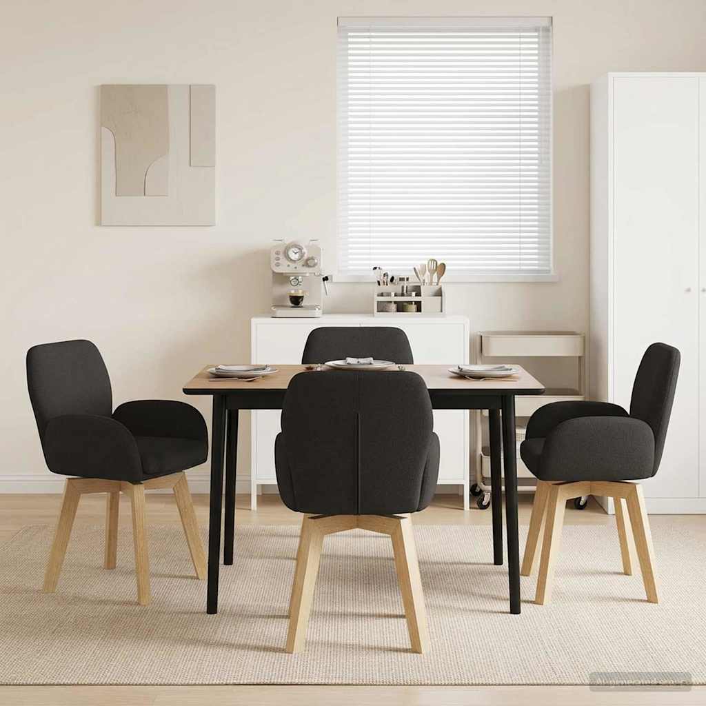 Γυριστές καρέκλες φαγητού 4 pcs Μπουκλέ Μαύρο 54 x 58 x 87 εκ. - Pakobazaar