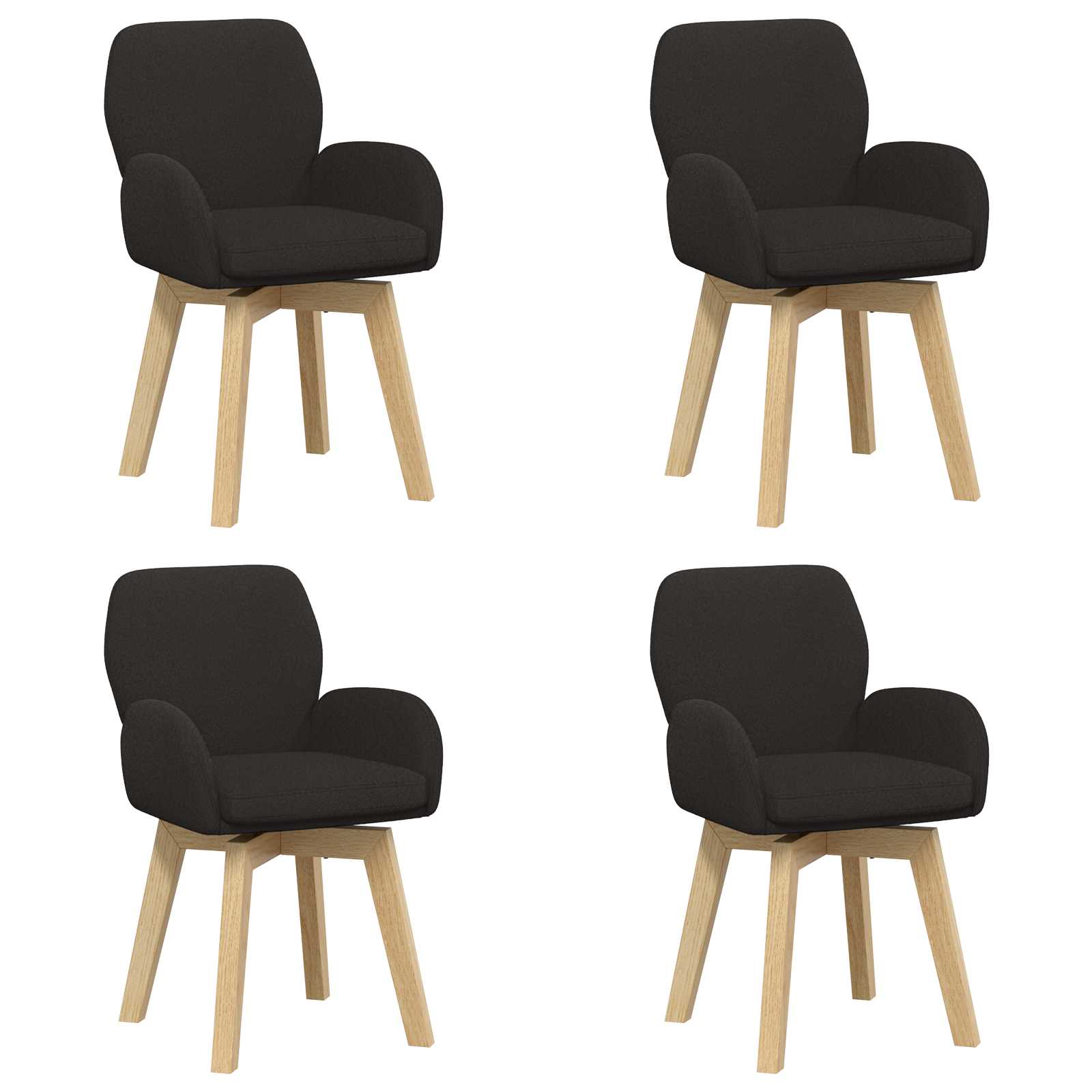 Γυριστές καρέκλες φαγητού 4 pcs Μπουκλέ Μαύρο 54 x 58 x 87 εκ. - Pakobazaar