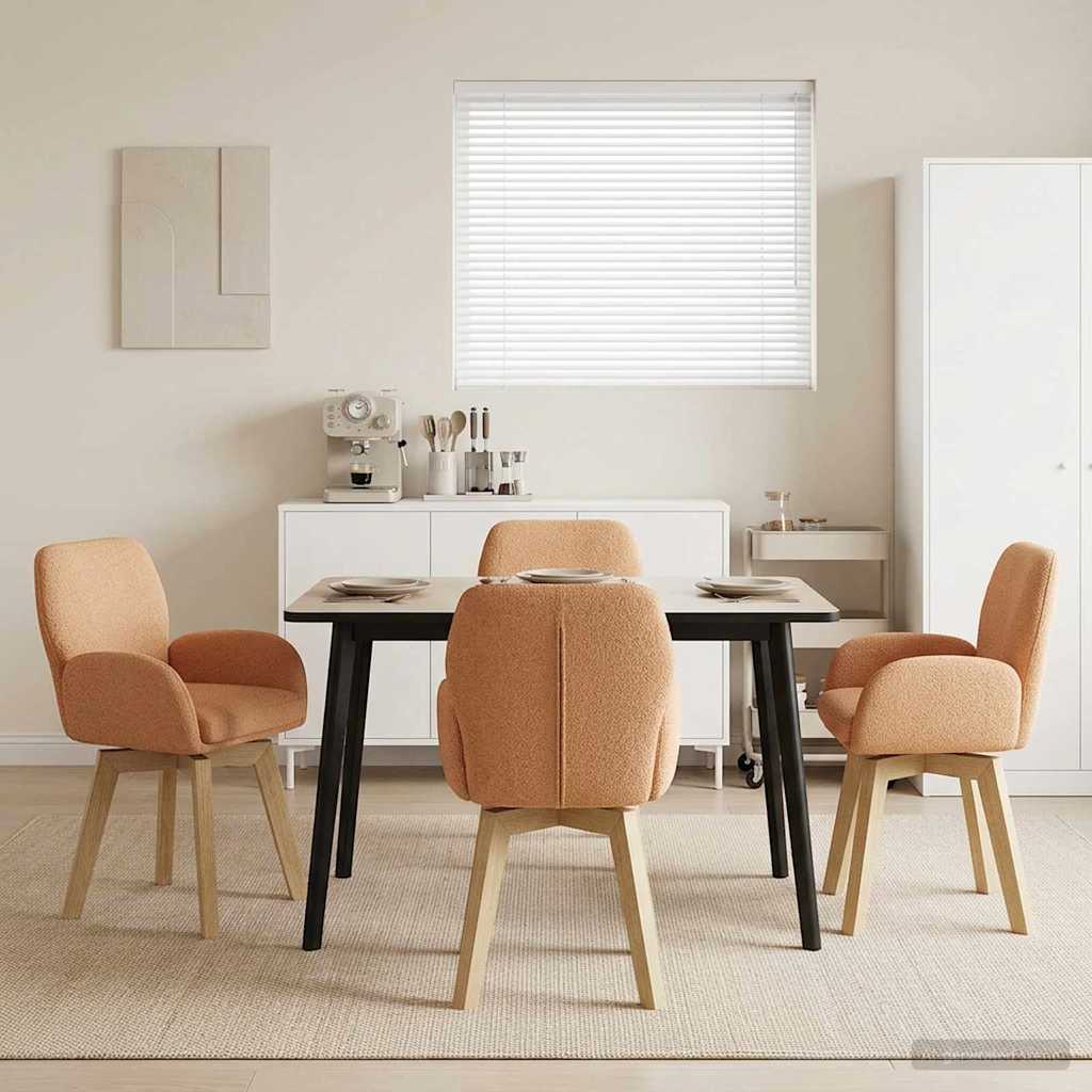 Γυριστές καρέκλες φαγητού 4 pcs Μπουκλέ Μπεζ 54 x 58 x 87 εκ. - Pakobazaar
