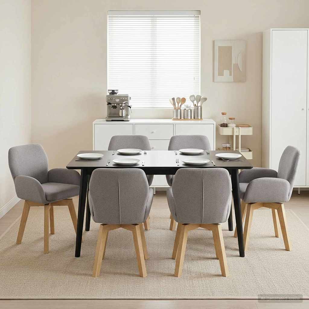 Γυριστές καρέκλες φαγητού 6 pcs Μπουκλέ Ανοιχτό γκρι