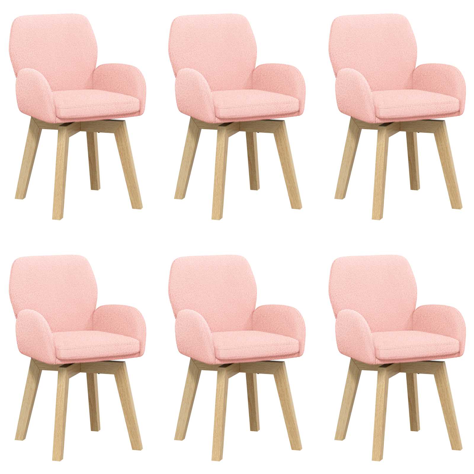 Γυριστές καρέκλες φαγητού 6 pcs Μπουκλέ Ροζ 54 x 58 x 87 εκ. - Pakobazaar