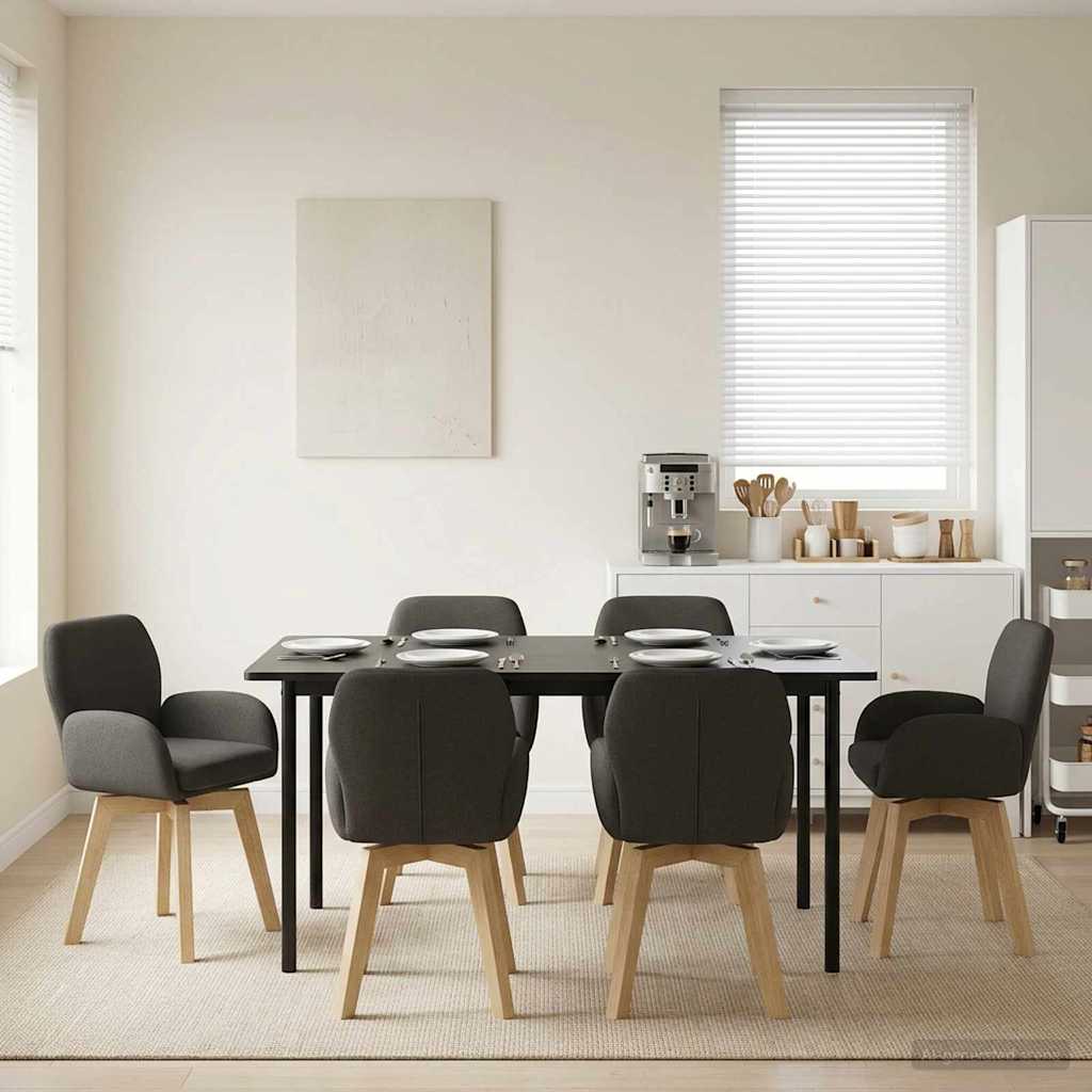Γυριστές καρέκλες φαγητού 6 pcs Μπουκλέ Σκούρο Γκρι - Pakobazaar