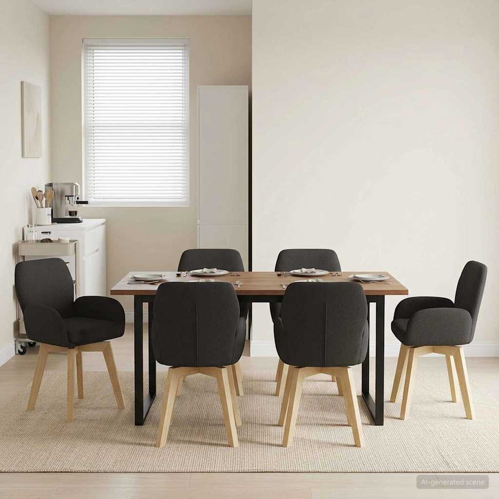 Γυριστές καρέκλες φαγητού 6 pcs Μπουκλέ Μαύρο 54 x 58 x 87 εκ. - Pakobazaar