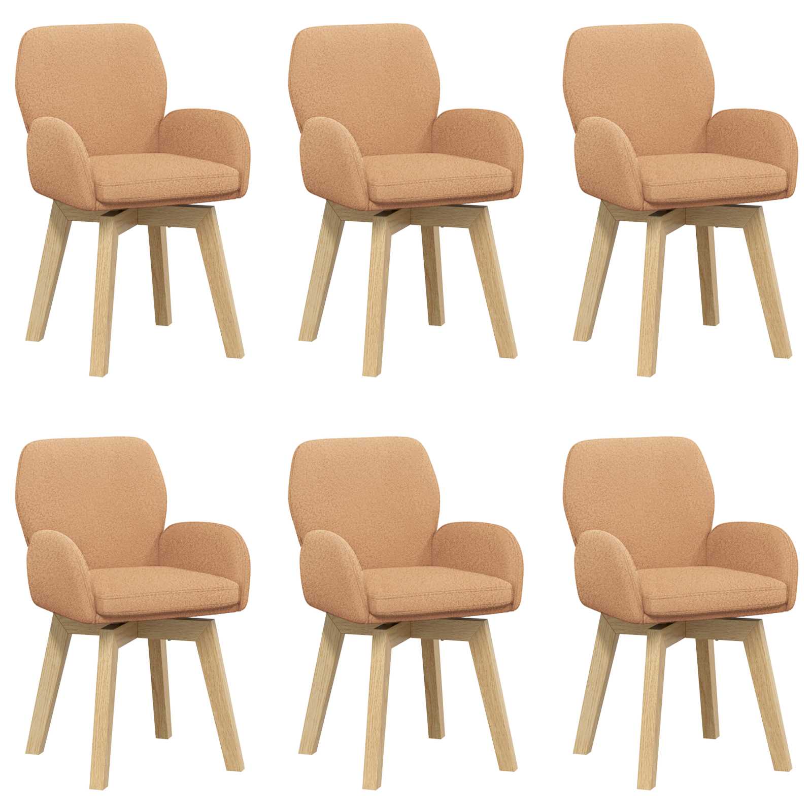 Γυριστές καρέκλες φαγητού 6 pcs Μπουκλέ Μπεζ 54 x 58 x 87 εκ. - Pakobazaar