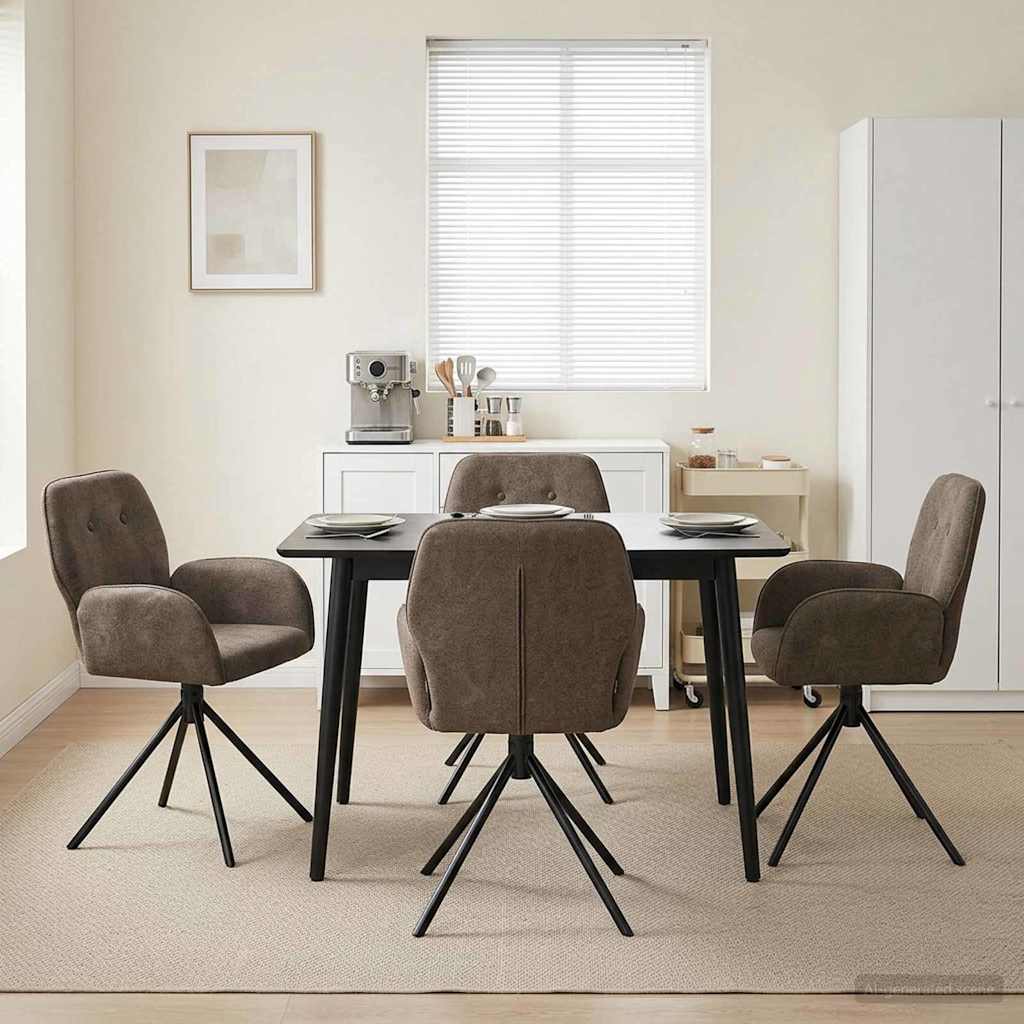 Γυριστές καρέκλες φαγητού 4 pcs Φιλικό Δερμάτινο Σουέντ - Pakobazaar