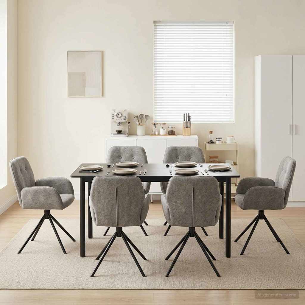 Γυριστές καρέκλες φαγητού 6 pcs Φιλικό Δερμάτινο Σουέντ - Pakobazaar