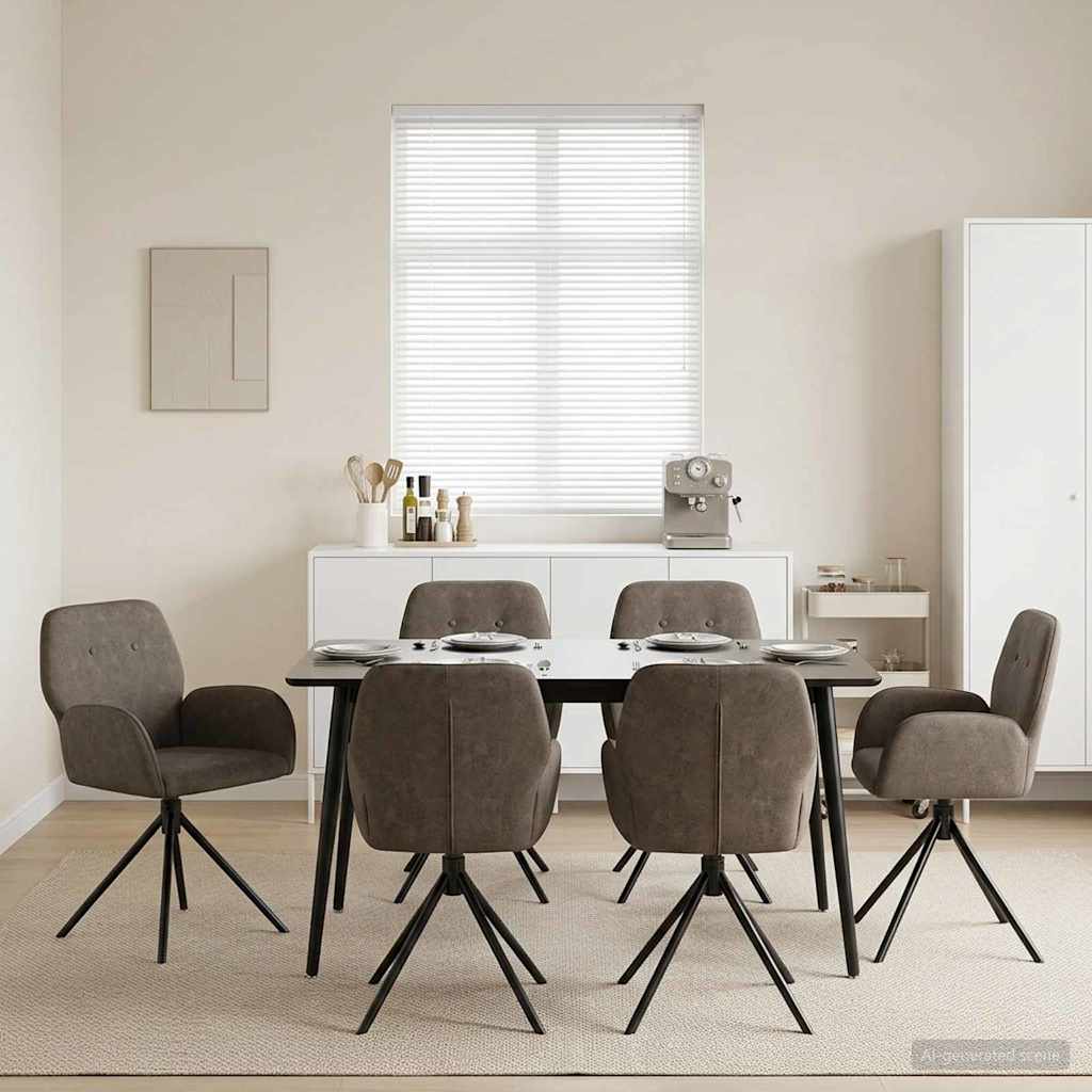 Γυριστές καρέκλες φαγητού 6 pcs Φιλικό Δερμάτινο Σουέντ