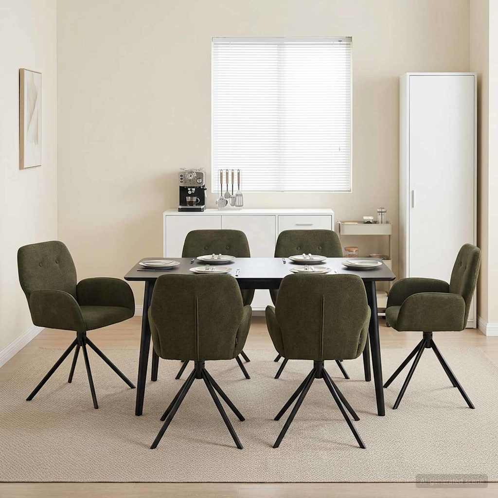 Γυριστές καρέκλες φαγητού 6 pcs Φιλικό Δερμάτινο Σουέντ - Pakobazaar